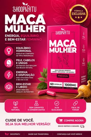 Maca Mulher Premium – 60 Cápsulas | 1000 mg